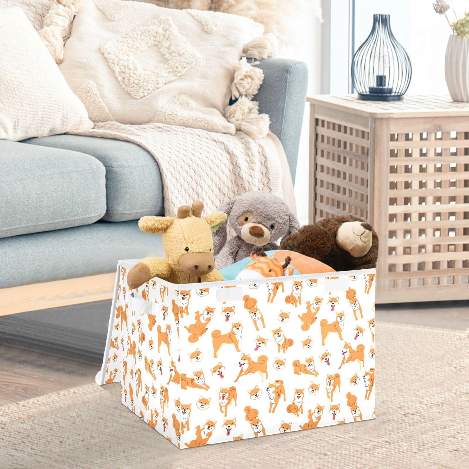 187--⭐販売済品♥️デザインサンプル⭐♥️棚BOX付3段ラック⭐柴犬柄